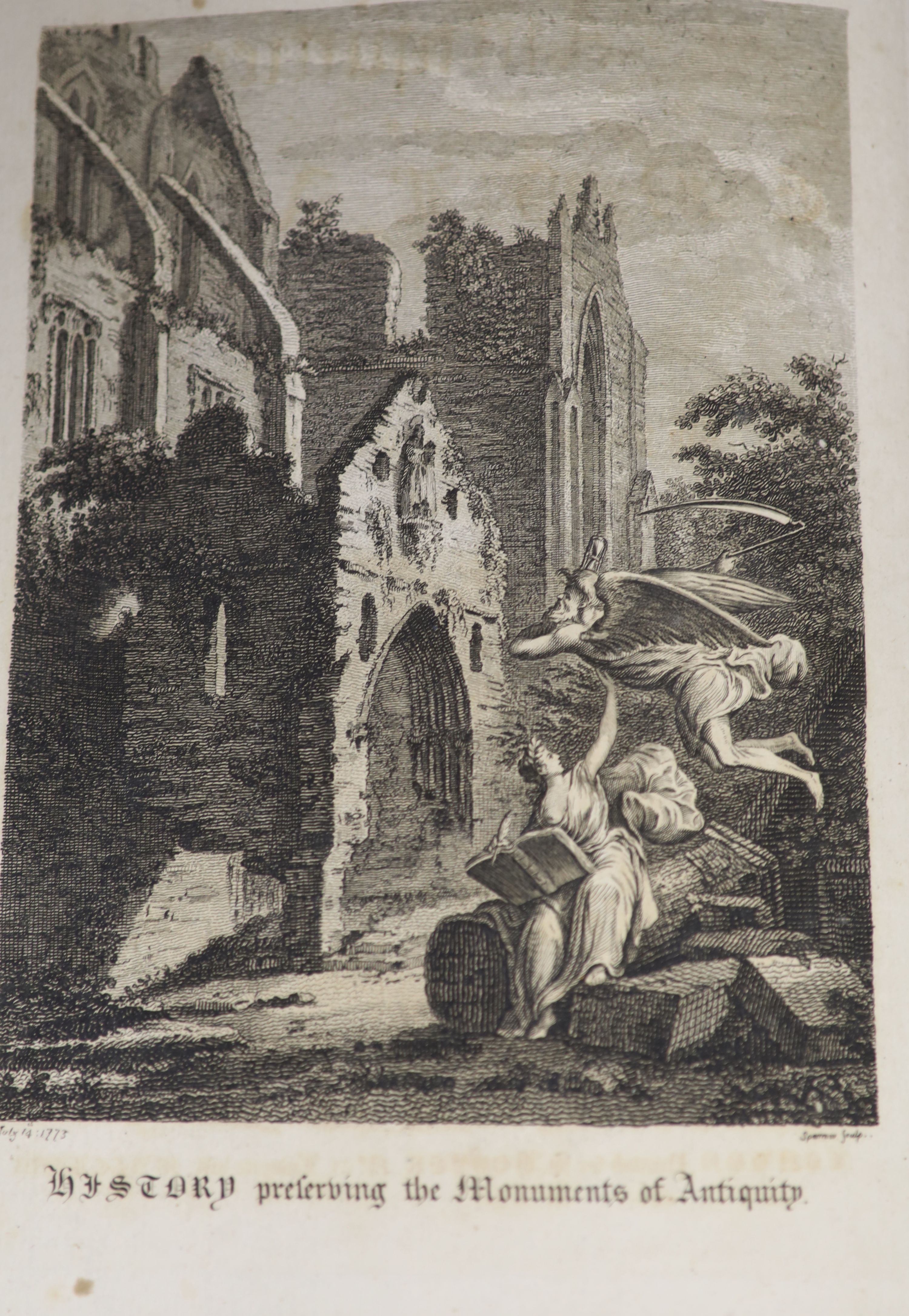 Grose, Francis - The Antiquities of England and Wales: being a collection of views of the most remarkable ruins and antient buildings ..., 4 vols, 11 copper engraved plates, many engraved text illus. (within plate marks)